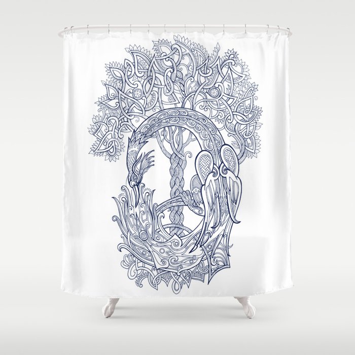 The Phoenix Bird and the Tree of Life Shower Curtain