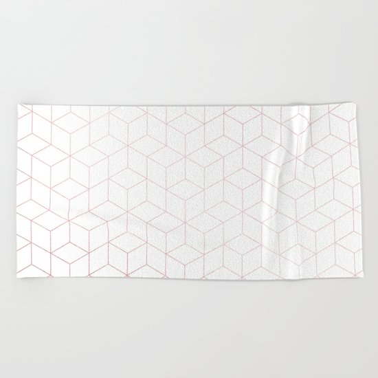 Simply Cubic in Rose Gold Sunset Beach Towel