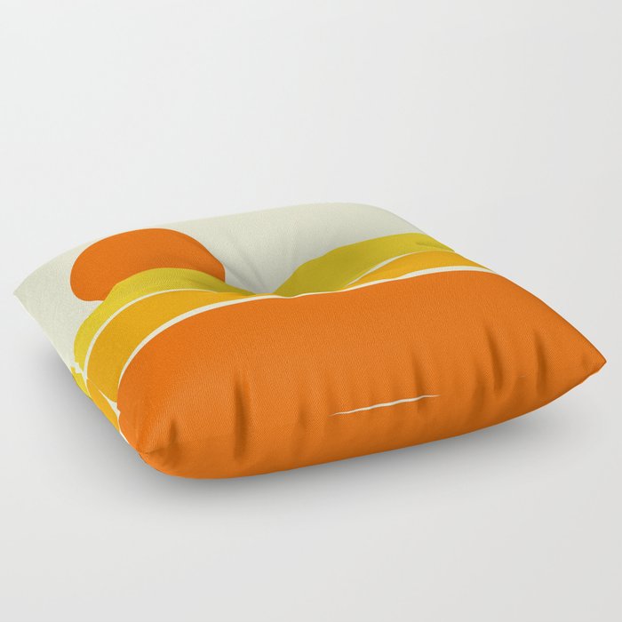 Demar Set - Minimalistic Sunset Colorful Retro Design Art Pattern Floor Pillow