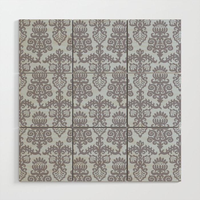 Strawberry Chandelier Pattern 547 Gray and Blue Wood Wall Art
