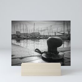 Mooring post at french harbor Mini Art Print