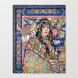 Tibetan woman with yak Canvas Print