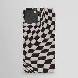 Abstract Black and Beige Checkered Pattern iPhone Case