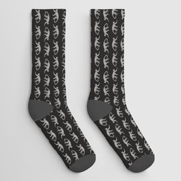Zebra-print monkeys on black background Socks