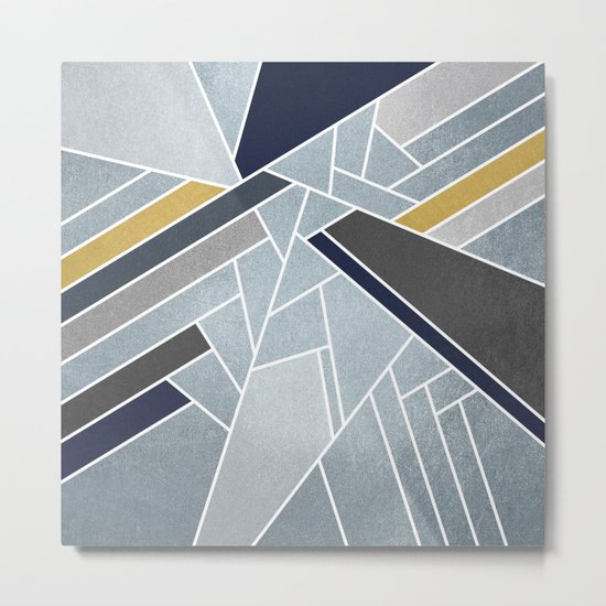 Soft Silver/Blue/Navy/Gold Metal Print