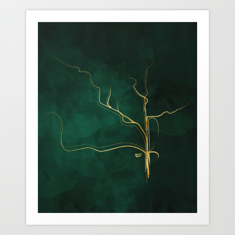 Kintsugi Emerald Green Gold Kintsugi Japan Marble Watercolor