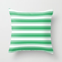 [ Thumbnail: Sea Green and Mint Cream Colored Pattern of Stripes Throw Pillow ]