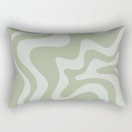 Liquid Swirl Retro Abstract Pattern in Sage Green and Light Sage Gray Rectangular Pillow