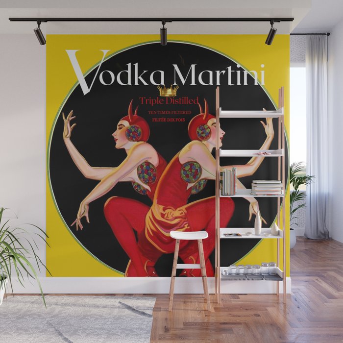 Devilishly dry vodka martini orange variation devil pitchfork vintage advertisement poster / posters Wall Mural
