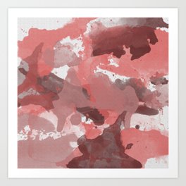 Red Splatters Watercolor Illustration - Patchy Camo Art Print