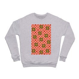 Little floral retro checker pattern Crewneck Sweatshirt