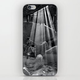 The dreams of tomorrow; Chattogram, Bangladesh rays of sunlight with men digging black and white photograph - photography - photographs iPhone Skin