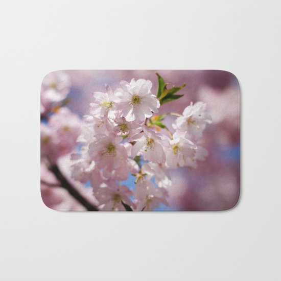 Pastel Pink flower blossom branch Bath Mat