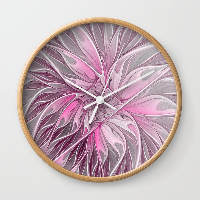 Abstract Pink Floral Dream Wall Clock