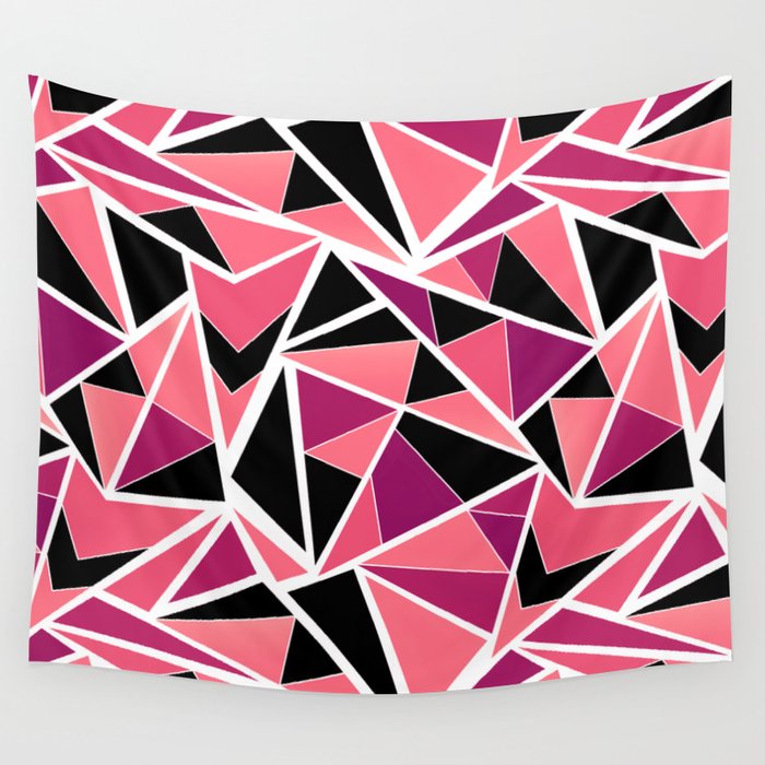 Abstract Geometric Pattern In Black Pink Triangles Wall
