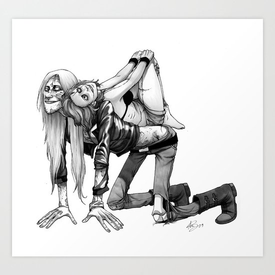 Rocky & Lina (Black & White) Art Print