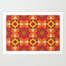 Super Boho and Reto Orange pattern Art Print