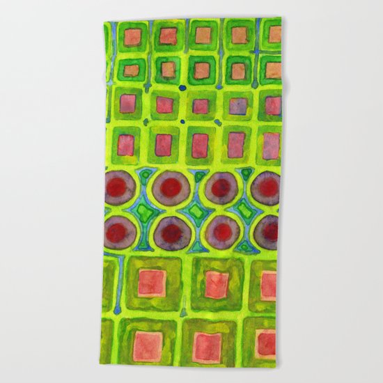 Connected filled Squares Fields Beach Towel