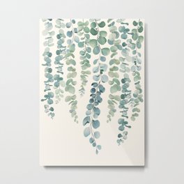 Watercolor Eucalyptus Leaves Metal Print | Spring, Vine, Pattern, Curated, Illustration, Romantic, Plant, Foliage, Flowers, Decor 