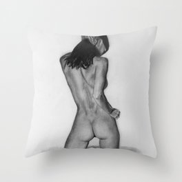 Nude Woman Pencil Drawing Throw Pillow