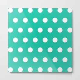 Retro Teal and White Polka Dots Metal Print | Abstract, Pop Art, Pattern, White, Whitepolkadot, Whitedots, Painting, Polkadot, Modern, Mod 