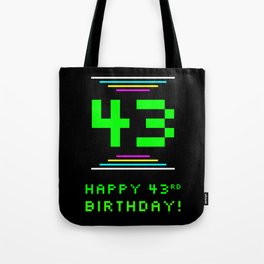 [ Thumbnail: 43rd Birthday - Nerdy Geeky Pixelated 8-Bit Computing Graphics Inspired Look Tote Bag ]
