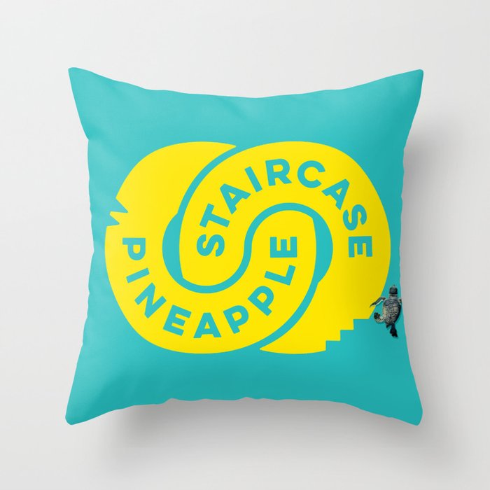 PineappleStaircase | Official Logocolor 2015 in Turquoise/Yellow + Honu Throw Pillow