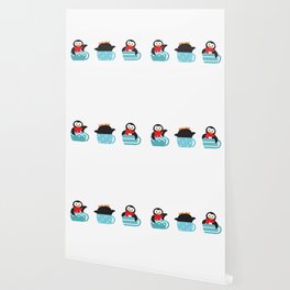 Trio coffee penguins Wallpaper