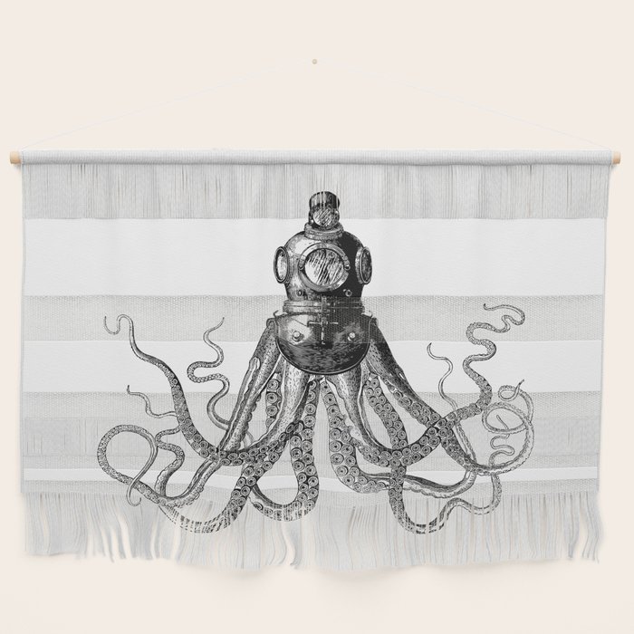 Octopus in Diving Helmet Deep Sea Divers Helmet Vintage Octopus