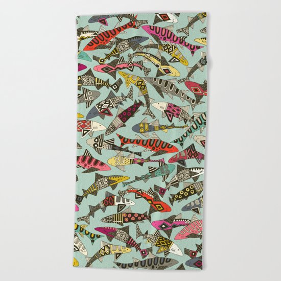 shark party summer Beach Towel