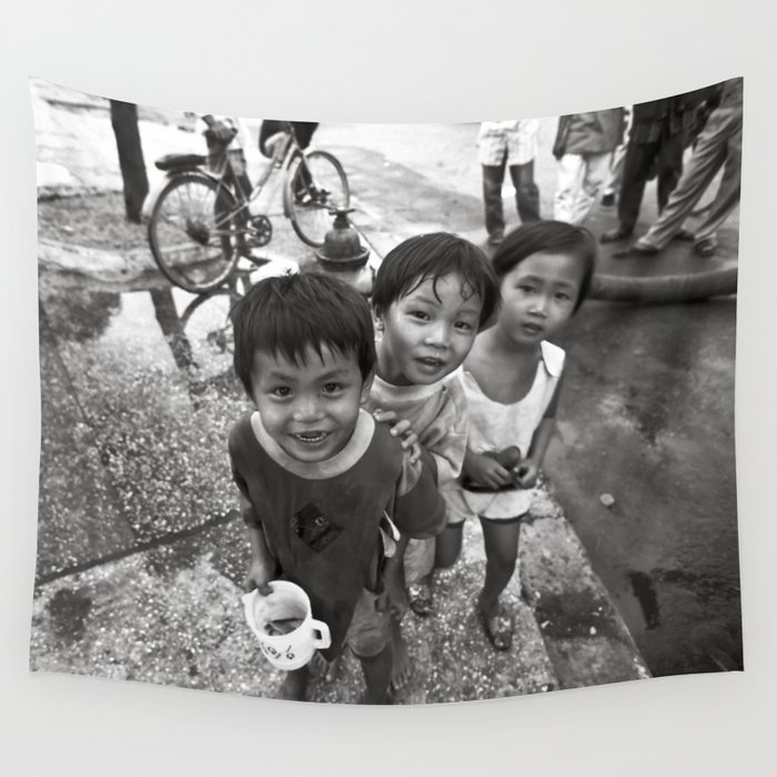 Vietnamese Children with a goldfish  Wall Tapestry