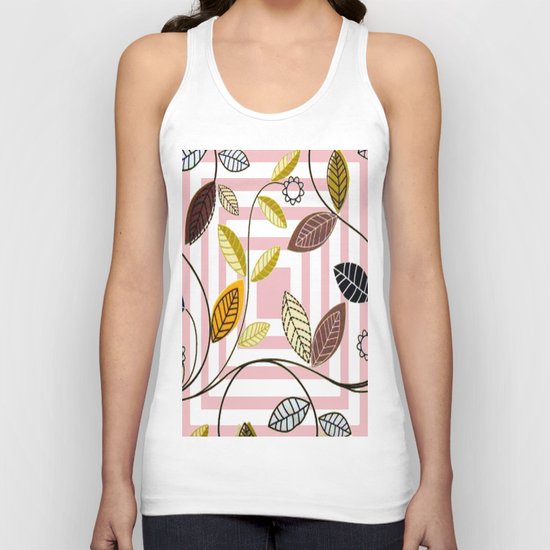 Rose Quartz, Clouds and Plants Unisex Tank Top