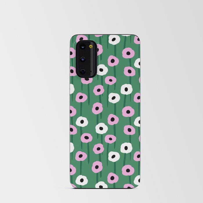 Abstract Poppies Pink & Green Android Card Case