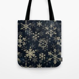 Snowflake Crystals in Gold Tote Bag