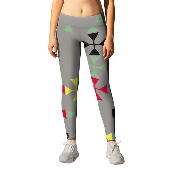 Geometric abstract seamless pattern of colored shapes Leggings