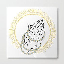 Prayer in the Shape of Prozac Metal Print | Pray, Drawing, Halo, Sunshine, Glow, Digital, Prozac, Rosary, Sun, Prayer 