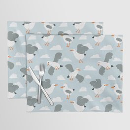 Seagulls Flying at Sea Blue Pattern Placemat