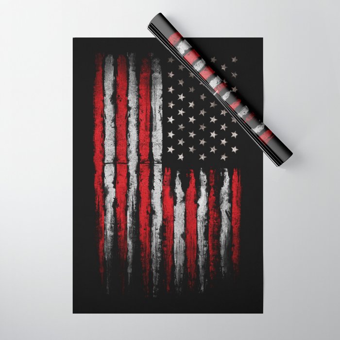 Red & white Grunge American flag Wrapping Paper