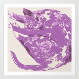 Purple Sleepy Cat Art Print