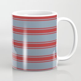 [ Thumbnail: Light Slate Gray & Brown Colored Pattern of Stripes Coffee Mug ]