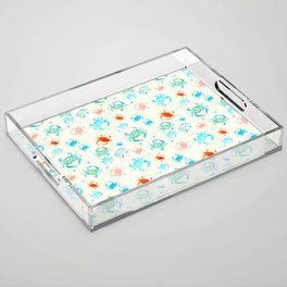 Colorful Crabs, Sea Glass, Bright, Cheerful Crab Pattern Acrylic Tray