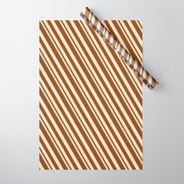 [ Thumbnail: Bisque and Brown Colored Lines Pattern Wrapping Paper ]