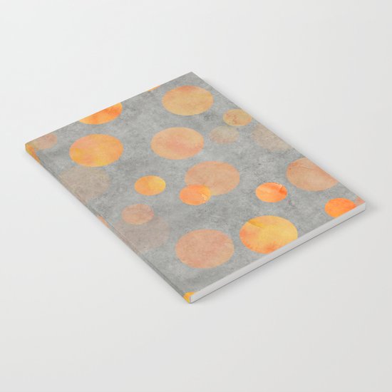 Fancy orange Dot Pattern on grey Notebook