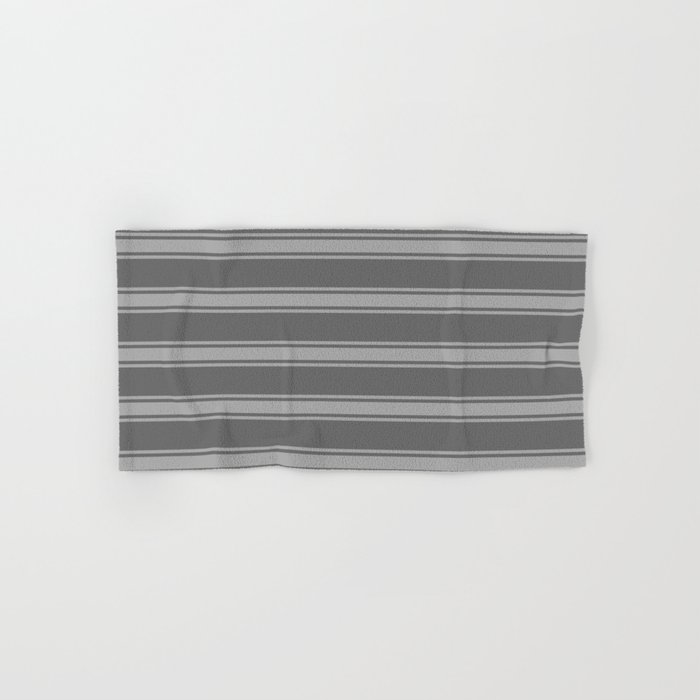 Dim Grey and Dark Gray Colored Lined/Striped Pattern Hand & Bath Towel
