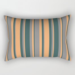 [ Thumbnail: Grey, Dark Slate Gray & Brown Colored Lined/Striped Pattern Rectangular Pillow ]