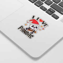 I love christmas and pandas Sticker