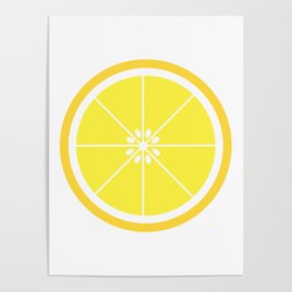 Yellow Lemon Fruit Slices Pattern Poster