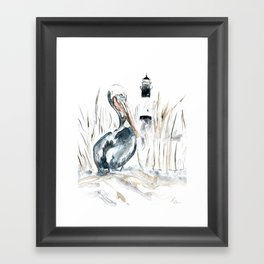 Tybee Island Pelican Framed Art Print
