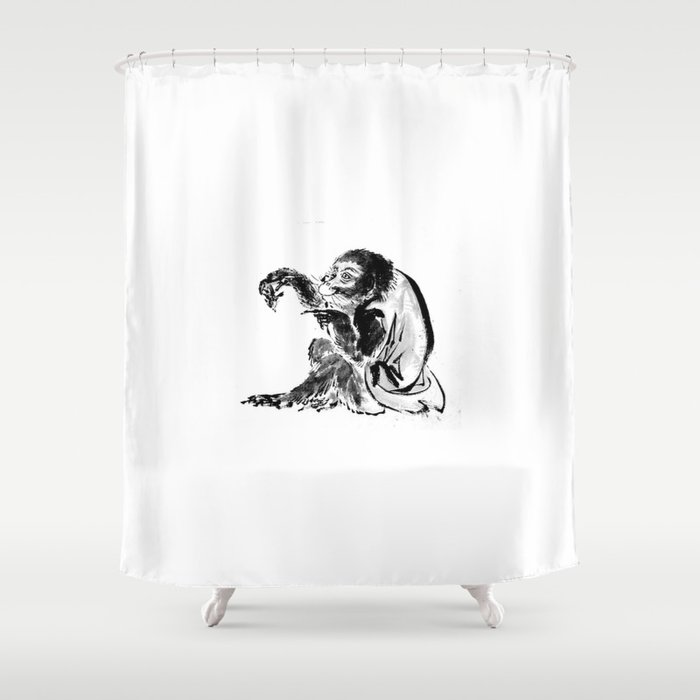 Hokusai, Monkey and bee Shower Curtain