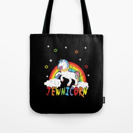 Cute Rainbow Unicorn Jew Menorah Happy Hanukkah Tote Bag